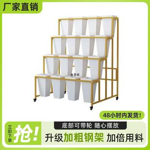 花店展示架多层阶梯式可移动花架铁艺架带轮多功能花桶鲜花展示架