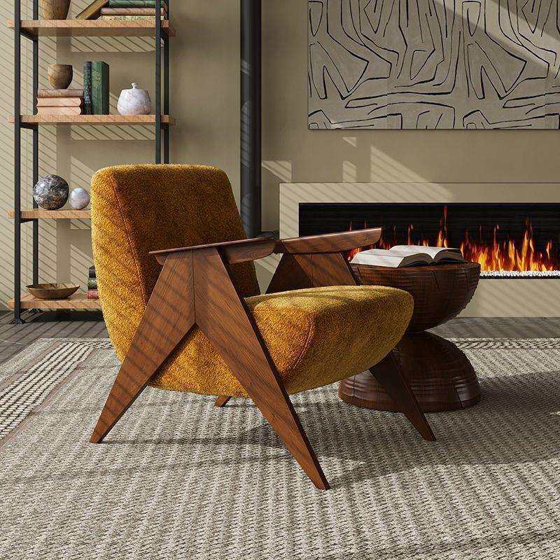 单人沙发椅休闲椅西班牙设计师中古怀旧实木客厅复古阳台大堂通用