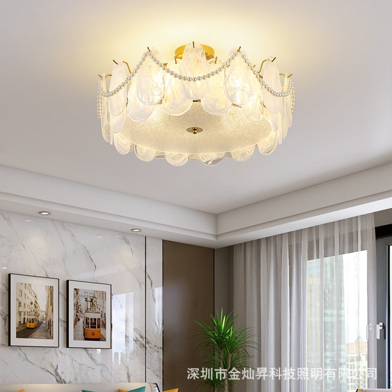 法式轻奢吸顶灯美式后现代简约客厅餐厅卧室书房浪漫水晶玻璃灯具