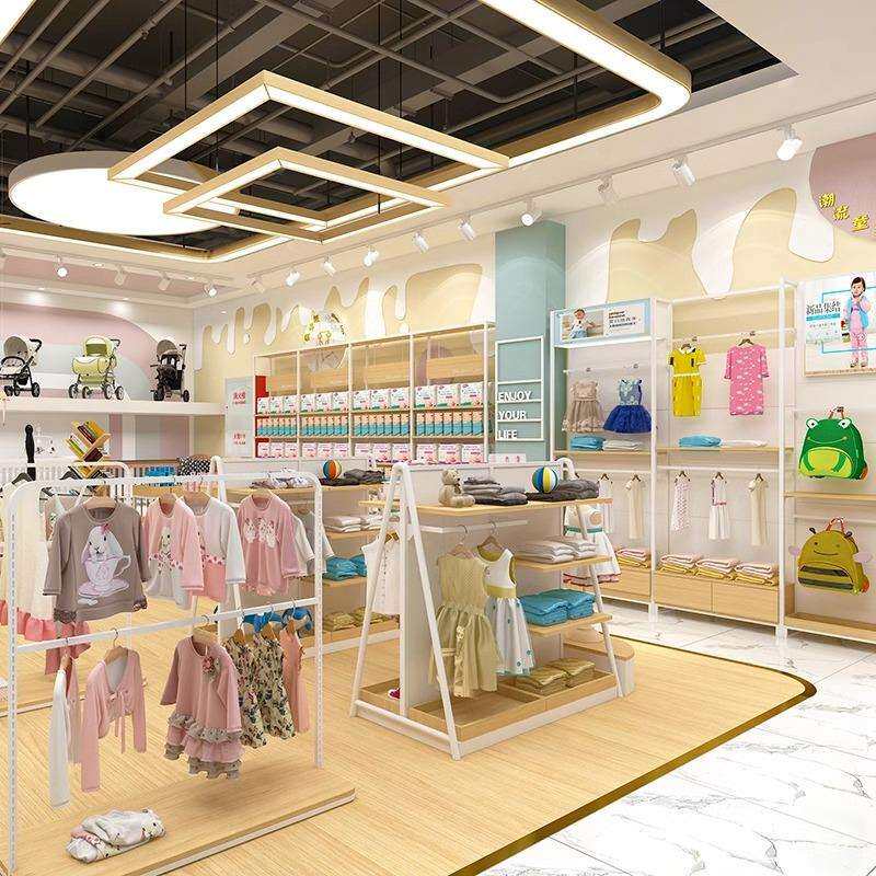 童装店展示架落地式儿童服装店装修效果图设计组合母婴店衣服货架