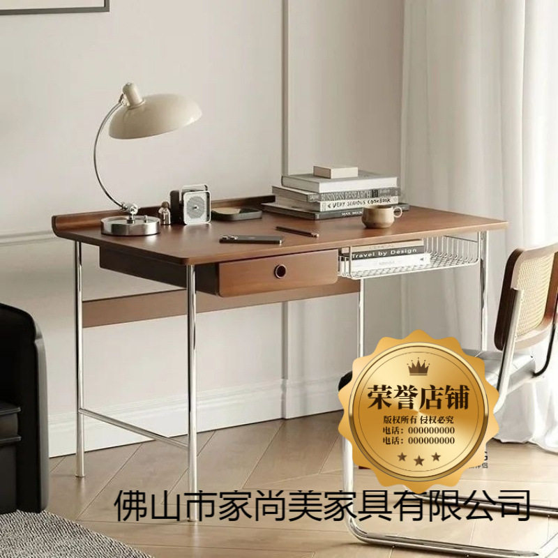 实木书桌复古小户型轻奢家用书房工作台简约日式电脑桌办公学习桌