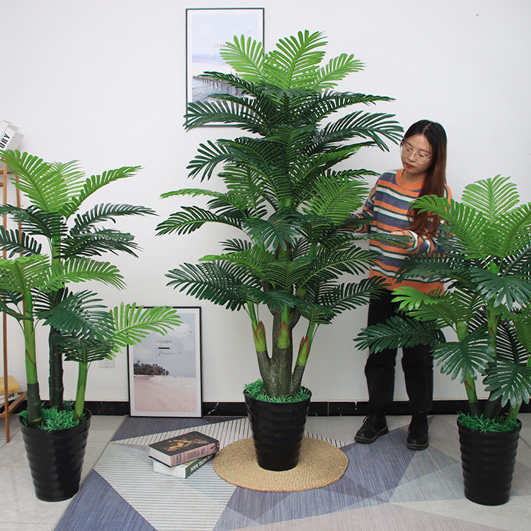 批发仿真散尾葵盆栽仿真花客厅摆件假树居家装饰塑料葵树绿植盆景