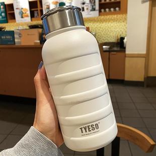 户外大容量1000ml杯 日本高颜值水杯女原宿风毛毛虫简约保温杯男士