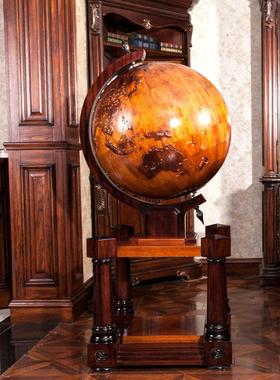 博通 50CM立体浮雕实木地球仪 宾馆酒店客厅大堂落地摆件家居礼品