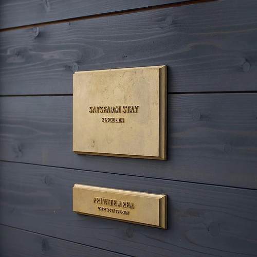 这是一个拾取|黄铜签名|创意设计|定制门牌号，模彷传统铸造工艺