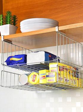 SDR304不锈钢整体橱柜挂篮厨房用品保鲜膜袋分层置物架衣柜双层下
