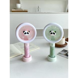 可爱 熊猫手持风扇超长电池寿命三速可调USB充电冷却风扇女孩卧