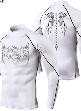 Y2K Men's Workout Compression Shirt Turtleneck Long Sleeve