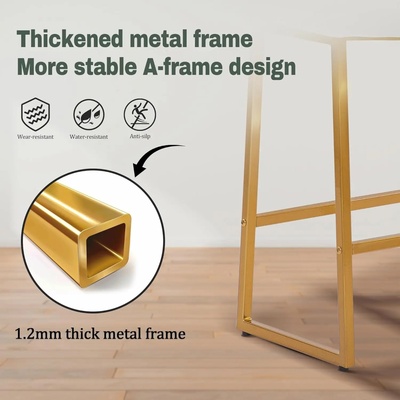 White & Gold Counter Height Bar Stools Set of 3 for Kitchen