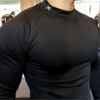 Running T-Shirt Mens Long Sleeve Compression Shirt Gym Spor
