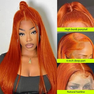 Ginger Wig Human Hair 30 Inch 200 Density 13x6 HD Transpare
