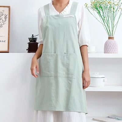 Women Japanese and Korean simple apron denim apron cotton a