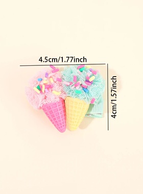 2Pcs Ice Cream Cone Hair Clips Sweet Pink Simulated Ice Cre