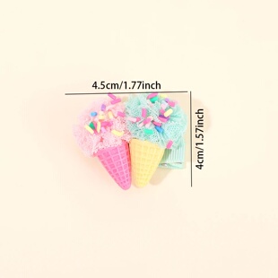 2Pcs Ice Cream Cone Hair Clips Sweet Pink Simulated Ice Cre