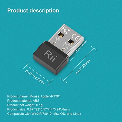 Rii RT301 USB Mouse Jiggler,Undetectable Mouse Mover Automa