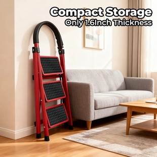 3/4/5-Step Folding Ladder with Anti-Slip Pedals, Heavy Duty