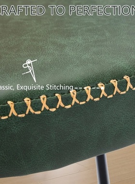 Rattan Dining Chairs Set of 4,Green Leather Upholstered Din