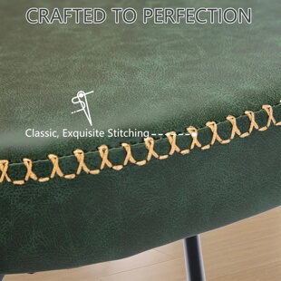 Rattan Dining Chairs Set of 4,Green Leather Upholstered Din