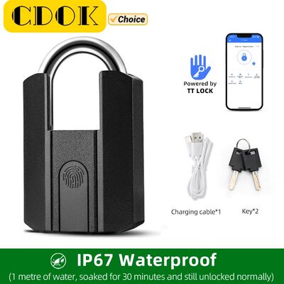 IP67 TTLock Bluetooth APP Smart Padlock Fingerprint Lock Key