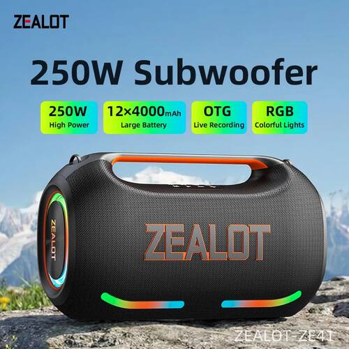 ZEALOT-ZE41 250W Subwoofer Speaker | 48000mAh Battery, RGB L