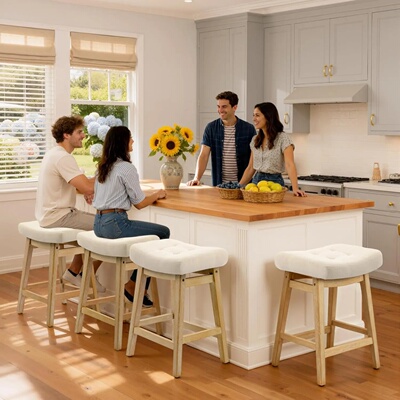 Counter Height Bar Stools Set of 6 for Kitchen Counter, Bac