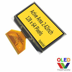 2.42寸黄色拓微oled液晶显示屏ug-2864asypg14焊接大尺寸黄光高亮