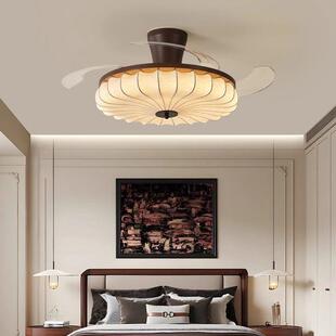 法式中古风创意风扇灯吊扇灯卧室客厅高级感复古隐形静音一体灯具