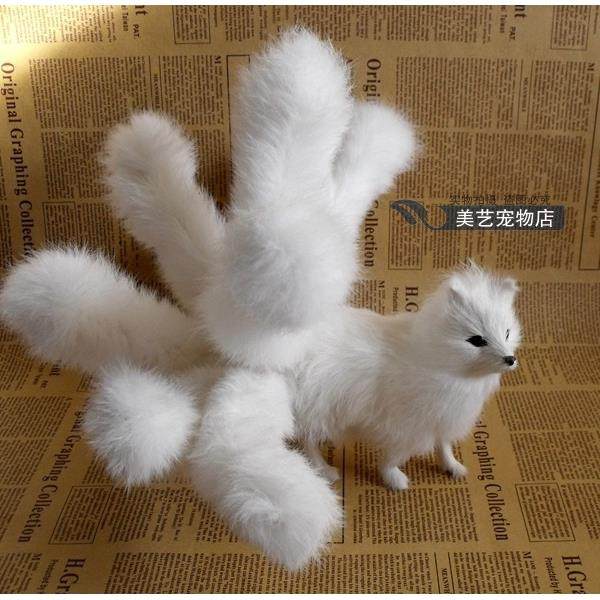 仿真九尾狐三色可选森系摄影道具9尾狐仿真狐狸摆件