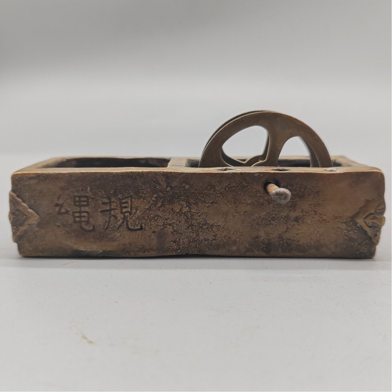 仿古做旧民国风铜墨斗摆件
