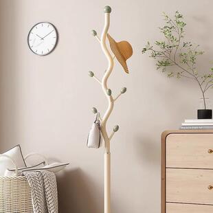 可移动客厅单杆挂衣架落地卧室法式床边岩板衣帽架树杈挂包衣柜