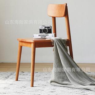 北欧实木樱桃木餐椅家用小户型日式简约餐馆餐厅奶茶店堂食座椅子
