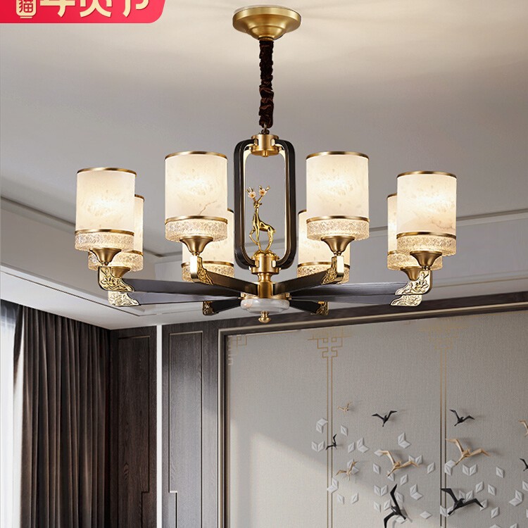 新中式吊灯客厅灯全铜灯具中