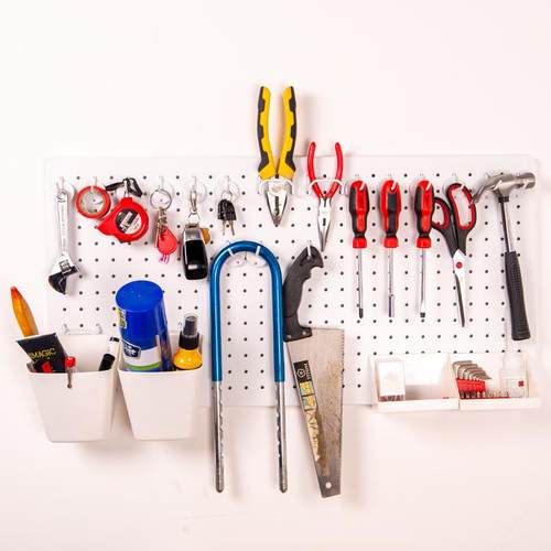 车库货架金属洞洞板壁挂置物架多用途挂架首饰架创意收纳配件temu