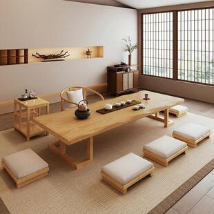 日式实木榻榻米茶桌泡茶台长条桌阳台矮桌简约茶几炕几茶桌椅组合
