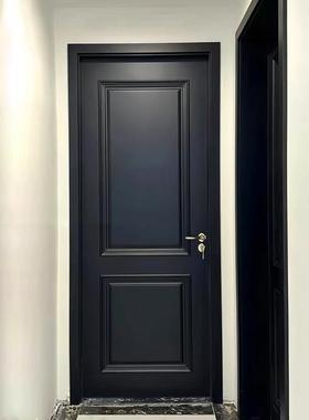 橡木烤漆实木门黑色法式复古卧室门家用室内隔音房间门定
