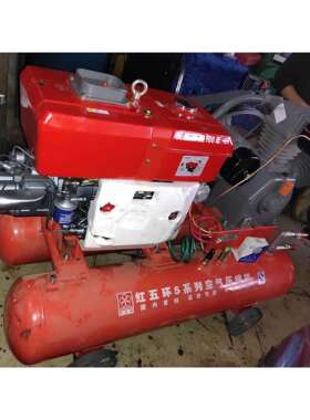 云南昆明常柴牌L24M配红五环W-3.5/5空压机柴动空压机