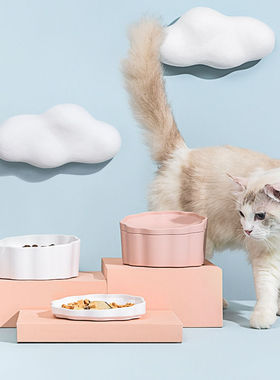 Neku呢酷一碗一碟猫碗双碗食盆宠物碗猫盆护颈椎猫咪碗猫粮盆
