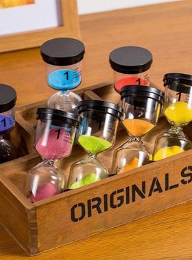 儿童刷牙沙漏计时器1/60分钟一小时漏斗流沙瓶防摔创意桌面小摆件