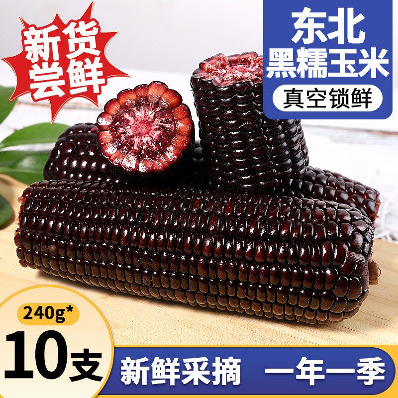 10根东北黑糯玉米25年新货甜糯鲜苞米非转基因富含花青素真空包装