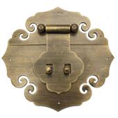 远儒铜雕中式 彷古樟木箱黄铜搭扣字画木箱配件铜箱扣祥云款 YRD033