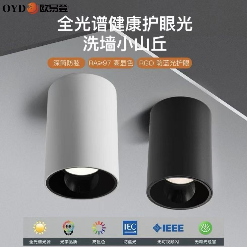 圆形筒灯射灯le吸顶防眩孔餐厅背景墙过cob道客厅免开筒灯明装