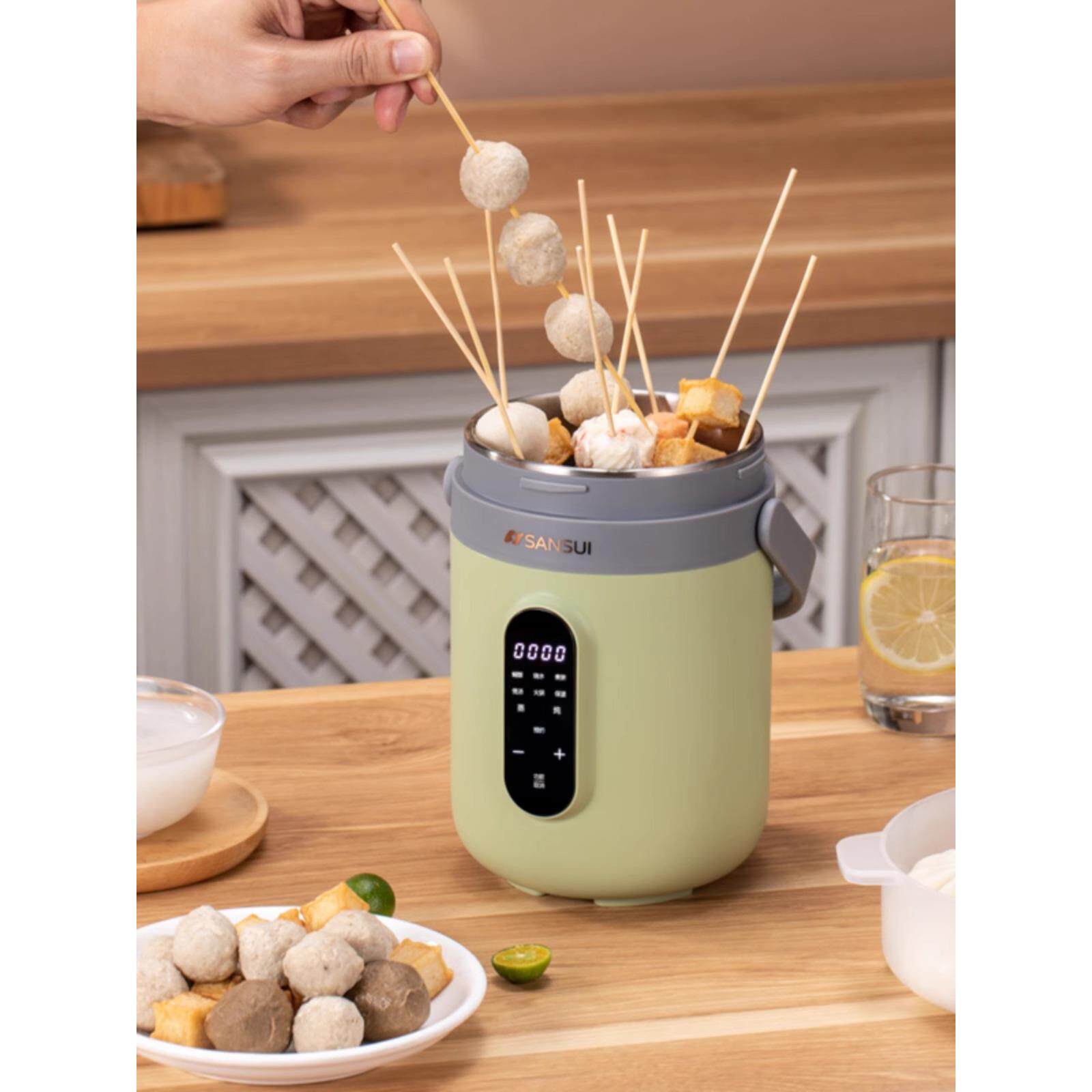 山水多功能I电炖壶隔水炖盅多功能电煮锅煲汤煮粥烧水小型电煮杯