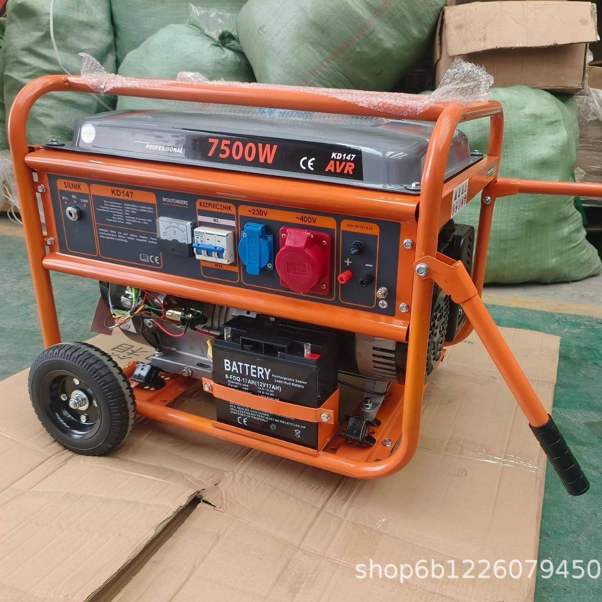 5KW汽油发电机380V6/7KW400V汽油发电机带轮子外贸出口