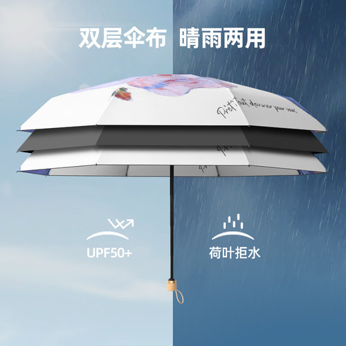 迷你双层黑胶花朵五折伞晴雨两用遮阳伞防晒防紫外线太阳伞高颜值