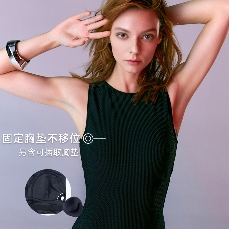 PRIDONNA钻石系列新款连体泳衣女聚拢性感露背遮肚显瘦无袖游泳装