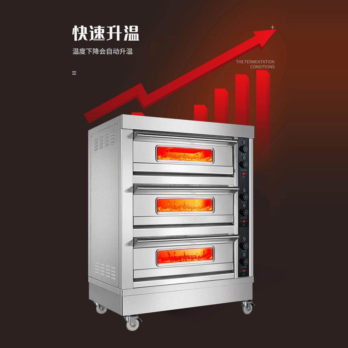 商用烤箱 大容量3层6盘电热/燃气烤箱 面包月饼层炉 多功能电烤箱