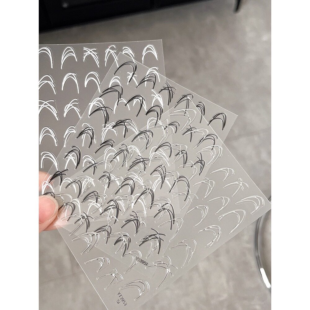 法式拉丝胶成品美甲贴纸