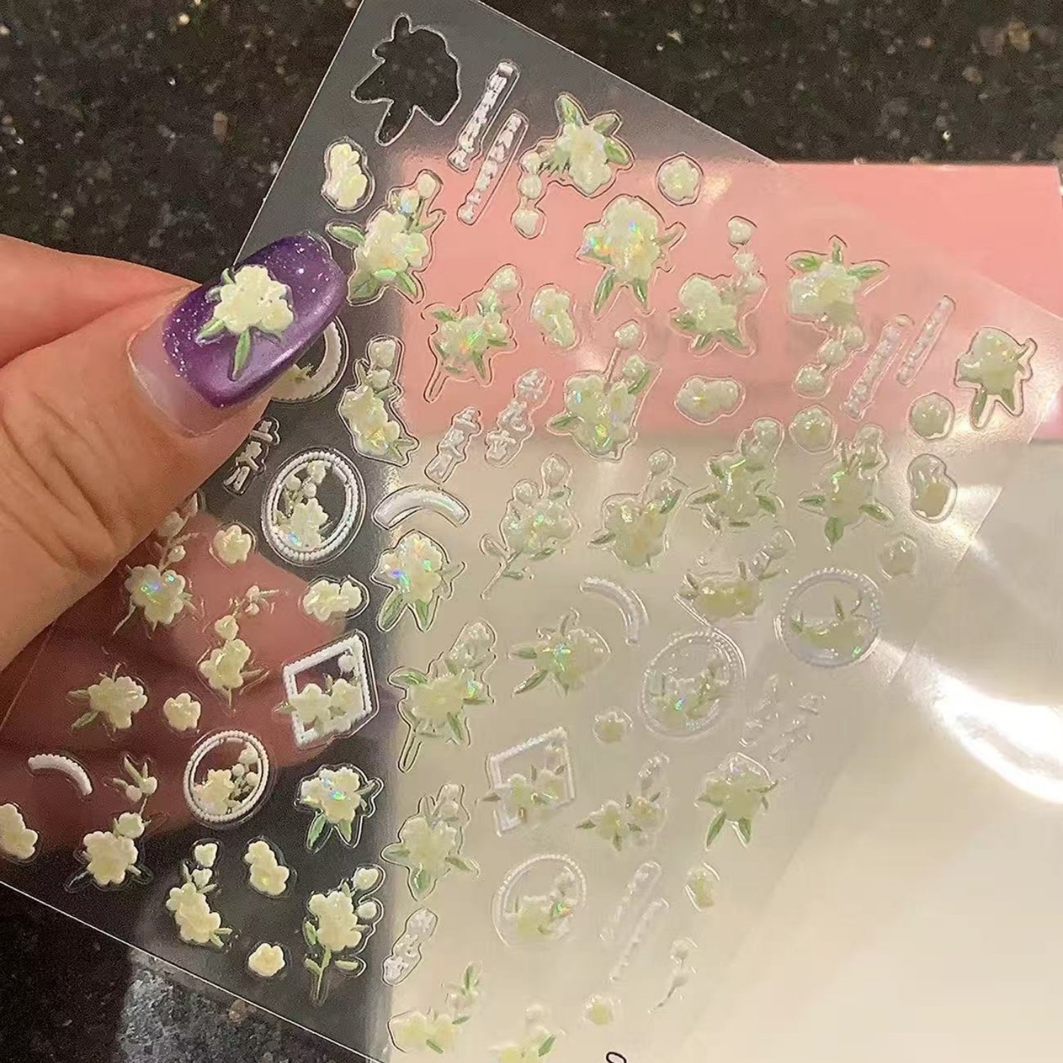 新中式相框梨花指甲装饰贴