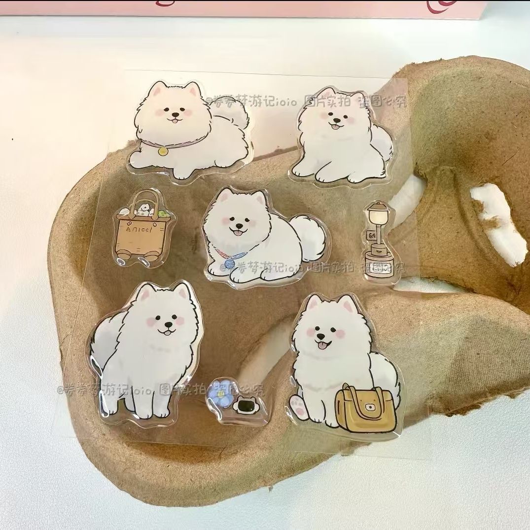 韩式ins萨摩耶狗狗果冻贴纸