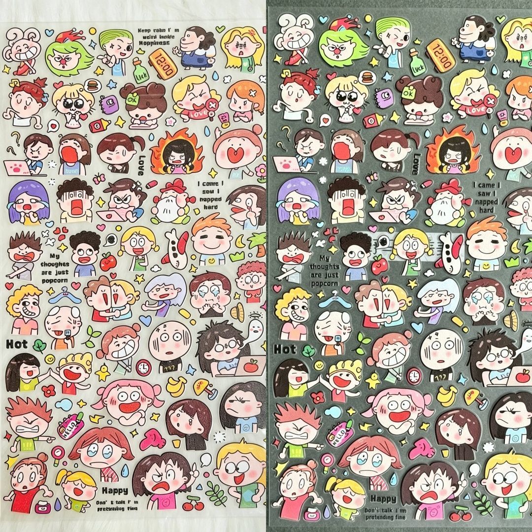 贴纸可爱情绪搞怪小人卡通贴纸